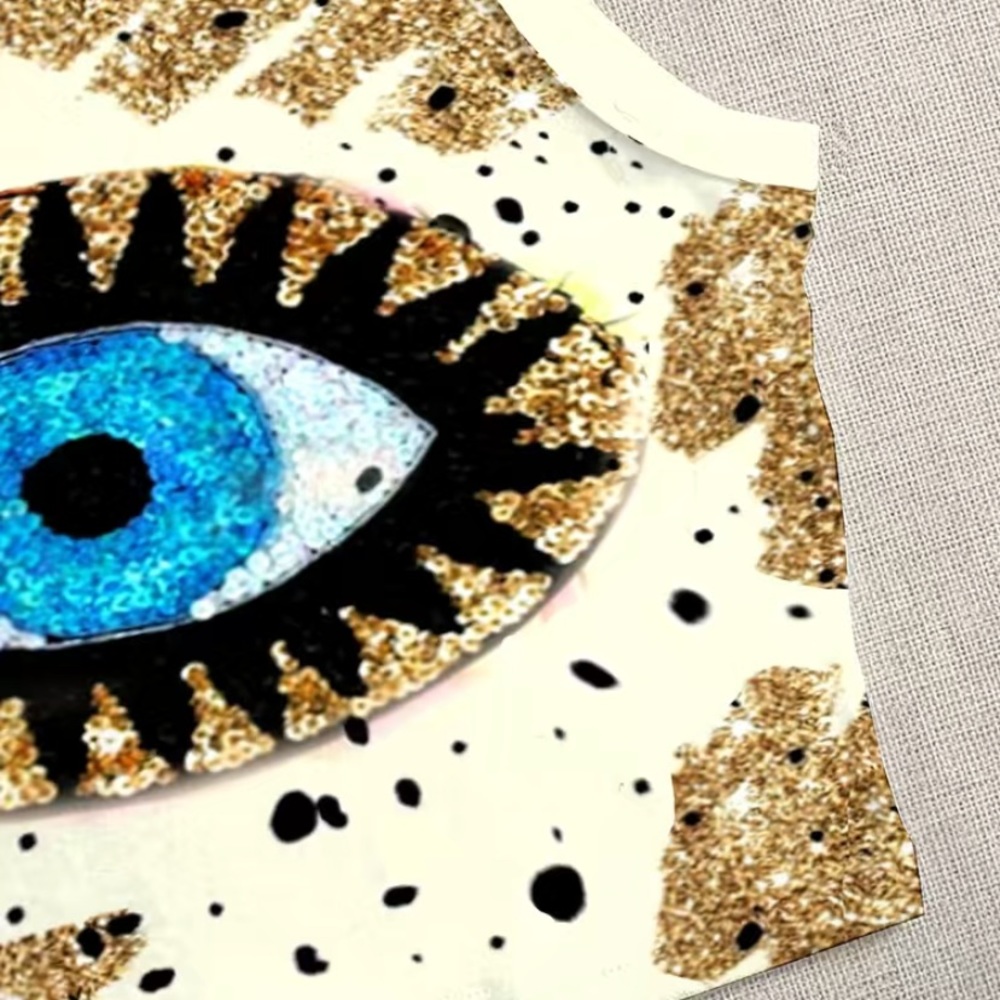 NWT-EVIL EYE Print Crop Tank Top! - Picture 2 of 6